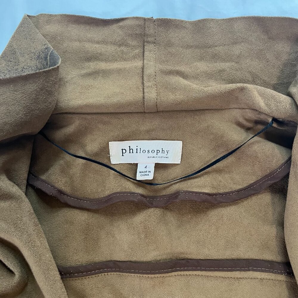 Philosophy Republic Brown Faux Leather Zip Cup Jacket | Size 4 - Picture 6 of 9